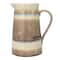 Hello Honey® 8.25" Brown & Cream Round Stoneware Pitcher with Stripes & Crackle Glaze